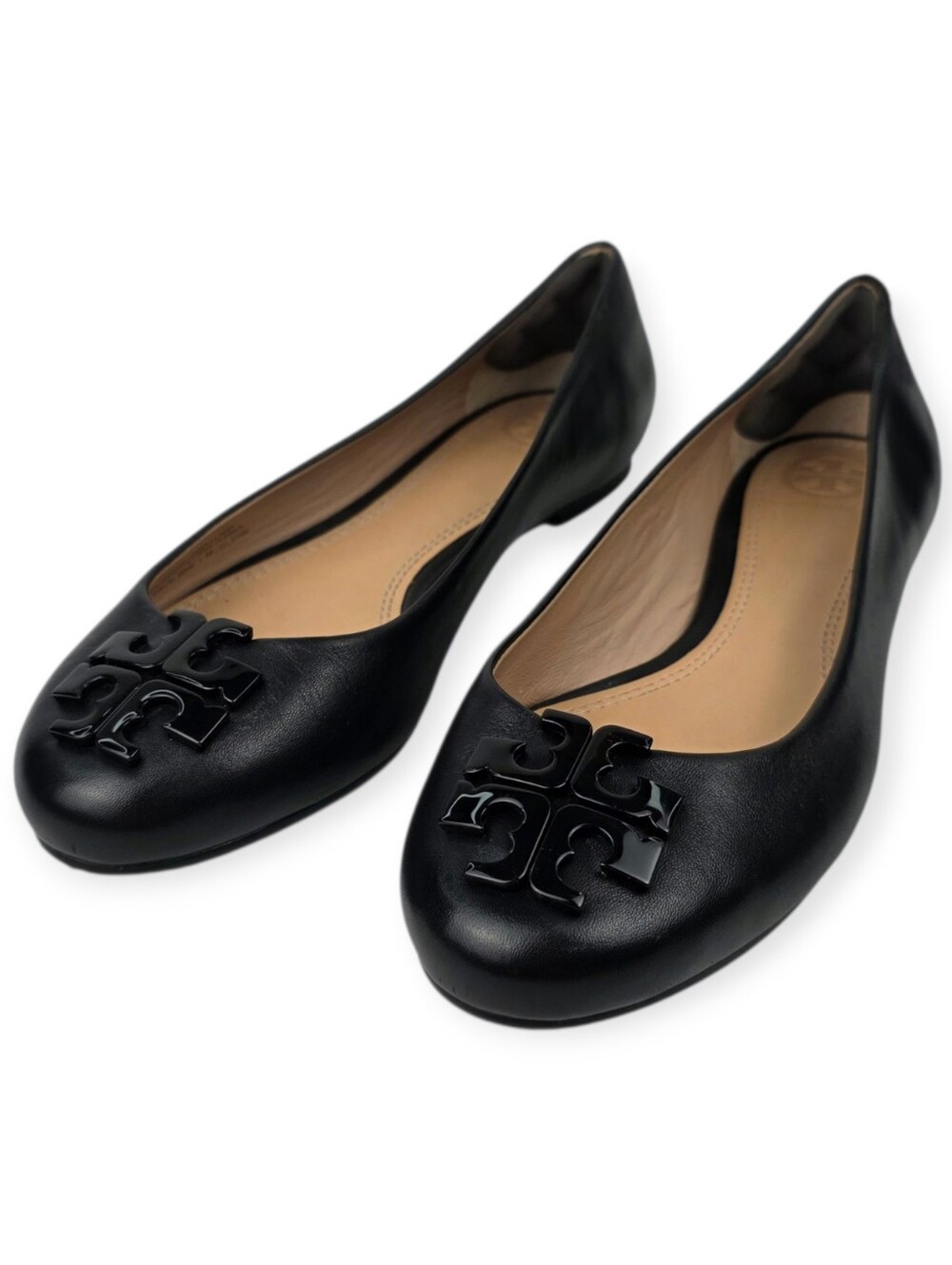 TORY BURCH Lowell 2 Ballet Flat Nappa Leather in Black Size 5.5M EUC *No Box*